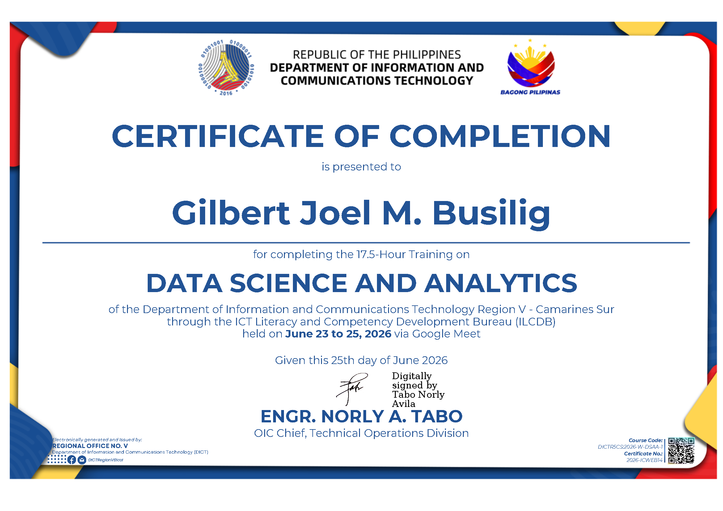 Data Science and Analytics Certificate